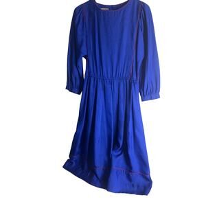 Vintage Elizabeth Barrett Petites Blue Midi Dress - Sz 10